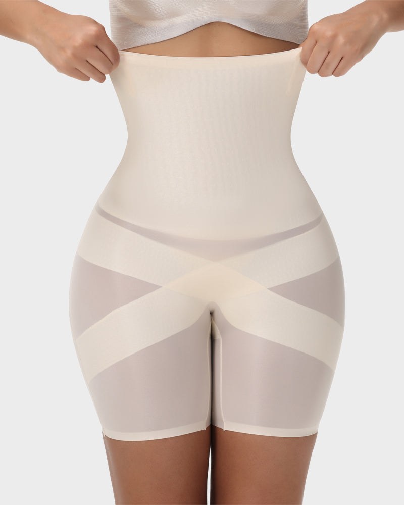High-Waist Cross Compression Shaping Shorts