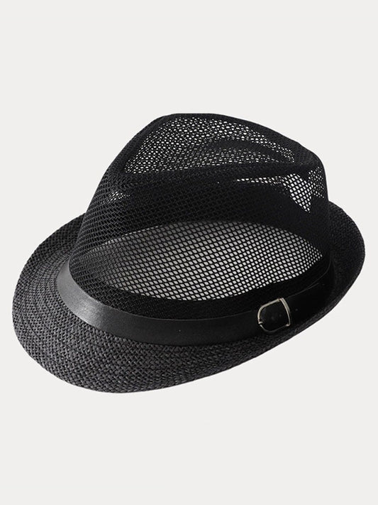 Hollow Weave Panama Fedora with Belt Buckle
